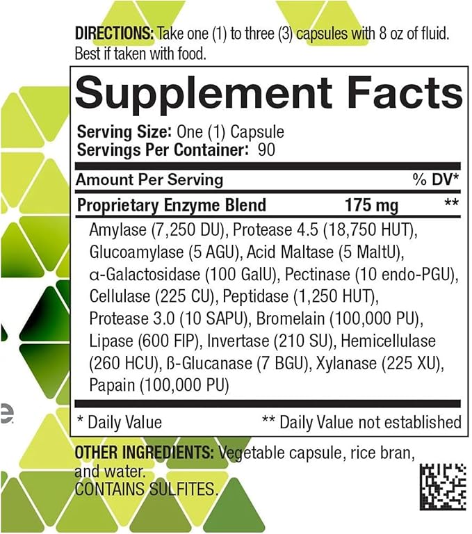 4Life Digestive Enzymes - Supports Digestive and Intestinal Health Food Absorption and Breakdown of Protein Carbohydrates and Fats - 90 Capsules