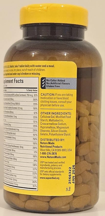 Nature Made Multi for HIM 300 CT Tablets Bonus 2 Sugar-Free White Peach Hydration Sticks