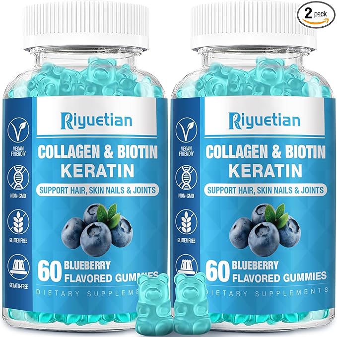 Biotin Gummies 15000mcg with Collagen for Adults Women &amp Men - Hair Skin &amp Nails Gummies with Biotin - Collagen for Woman - Vegan Non-GMO Hair Vitamins - 120 Count 2 Pack