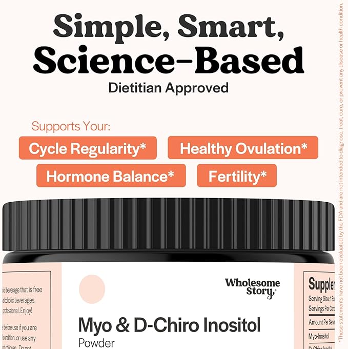 Myo-Inositol &amp D-Chiro Inositol Supplement Powder for Women | Hormonal Balance &amp Healthy Ovarian Function Support | Vitamin B8 | Great Alternative to Capsules | 40:1 Ratio | 90 Servings
