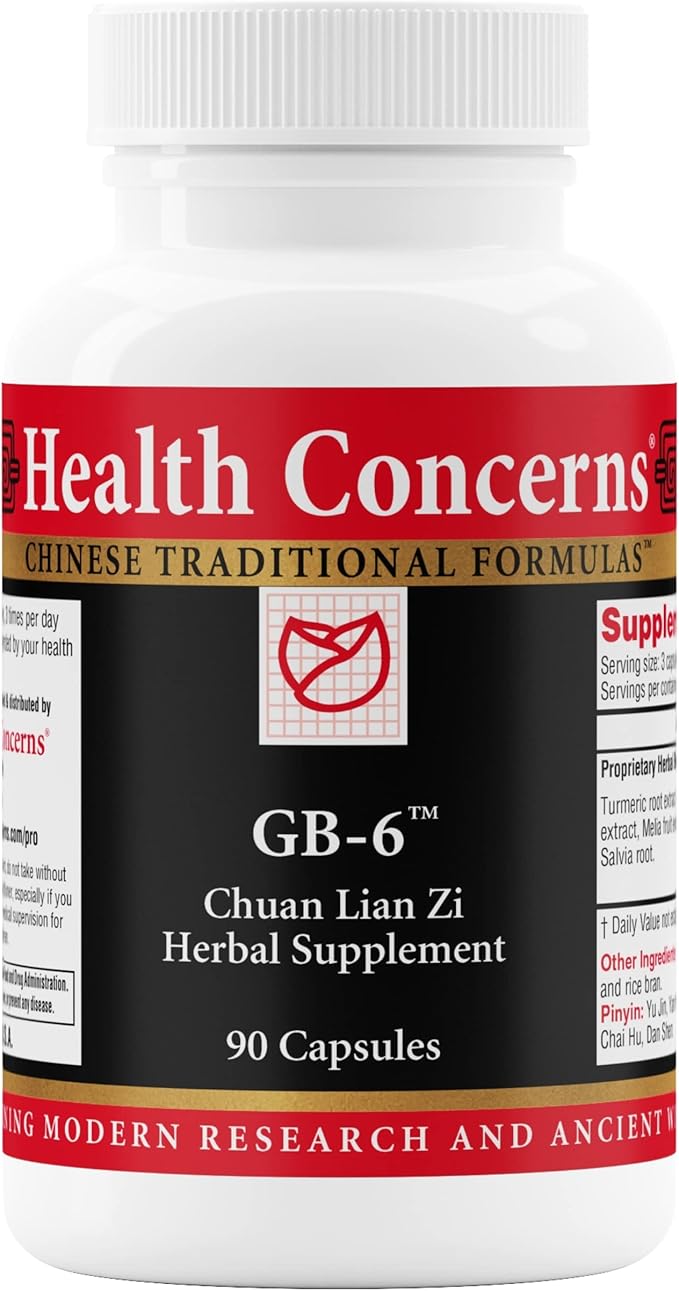 Health Concerns GB-6 – Gallbladder Support Supplement – Chuan Lian Zi Herbal Formula – Natural Gallstone Support – Bupleurum Turmeric Dandelion Root Extracts– Chinese Herbal Capsules – 90 Capsules