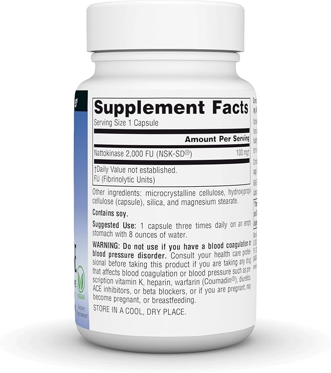 Source Naturals NSK-SD Nattokinase Systemic Enzyme for Healthy Circulation* 100mg - 60 Vegan Capsules