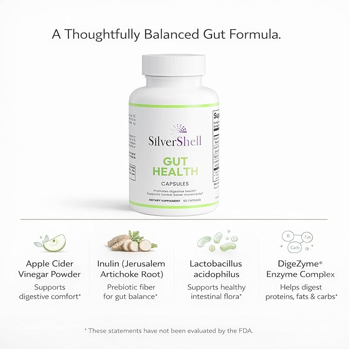 Digestive Enzyme Complex with Lactobacillus Acidophilus LA85 - Jerusalem Artichoke &amp Inulin for Gut Health - Beneficial Bacteria Probiotics - Apple Cider Vinegar Formula