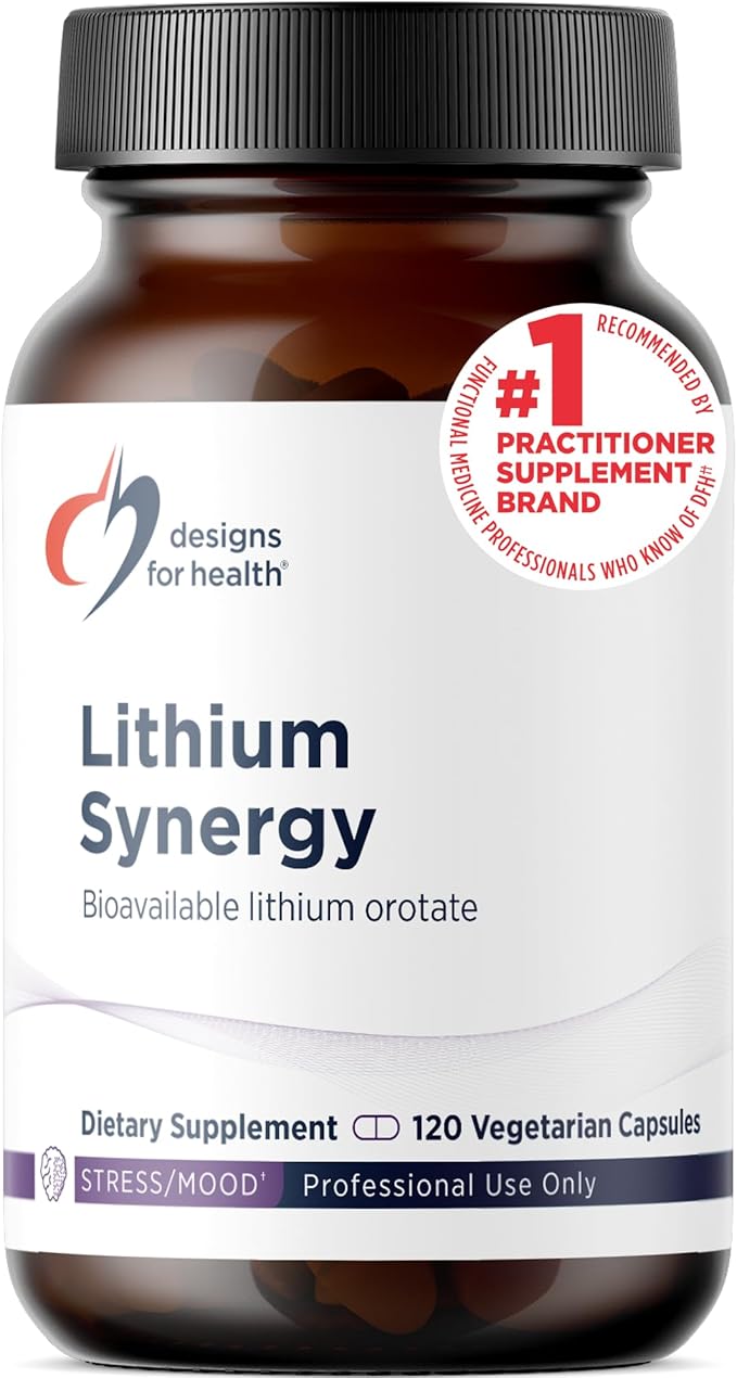 Designs for Health Lithium Synergy - 5mg Lithium Orotate with TMG + B12 Methylcobalamin - Bioavailable Mood + Methylation Support Supplement Non-GMO + Vegetarian (120 Capsules)