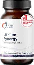 Designs for Health Lithium Synergy - 5mg Lithium Orotate with TMG + B12 Methylcobalamin - Bioavailable Mood + Methylation Support Supplement Non-GMO + Vegetarian (120 Capsules)