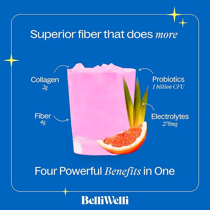 Belli Welli Daily Fiber Supplement for Women &amp Men Bundle – Premium Fiber Powder from Organic Acacia with Added Collagen Electrolytes &amp Probiotics – No Bloat Constipation &amp Gut Health Su