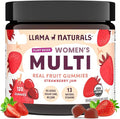 Llama Naturals Multivitamin for Women Vegan Organic Gummies with Vitamin D C and K Women's Real Fruit Gummy Vitamins Chewable Multivitamin Supplement No Added Sugar Cane Strawberry 120 Ct