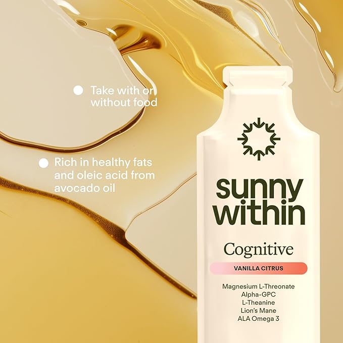 Brain Health Supplement - Magnesium L-Threonate from Magtein® Lion’s Mane Alpha GPC L-Theanine ALA &amp Avocado Oil - Focus Mood &amp Memory Support* - 30 Daily Vegan Pouches