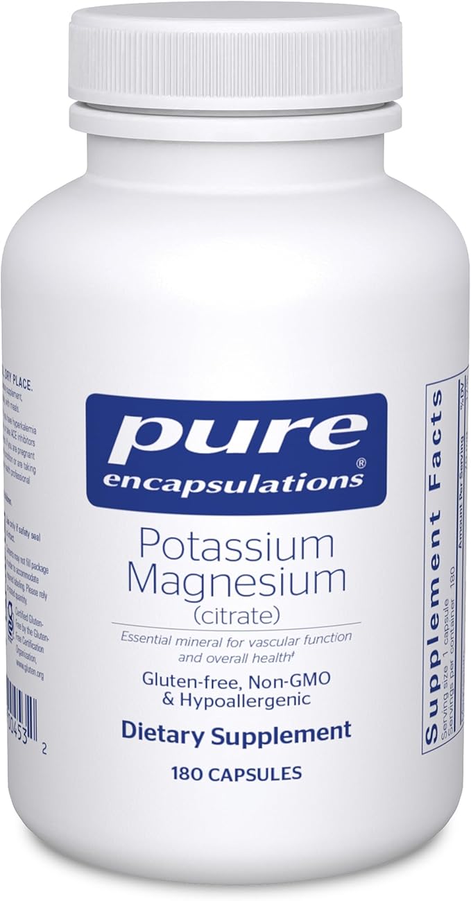 Pure Encapsulations Potassium Magnesium (Citrate) - for Heart Health &amp Bone Mineralization* - Optimal Absorption - Gluten Free &amp Non-GMO - 180 Capsules