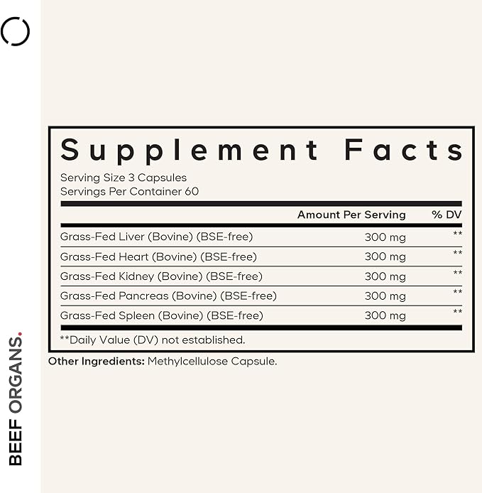 Codeage Grass Fed Beef Organs Supplement – Glandulars Supplements - Freeze Dried Non-Defatted Desiccated Liver Heart Kidney Pancreas &amp Spleen Bovine Pills – Beef Vitamins - Non-GMO -180 Capsu