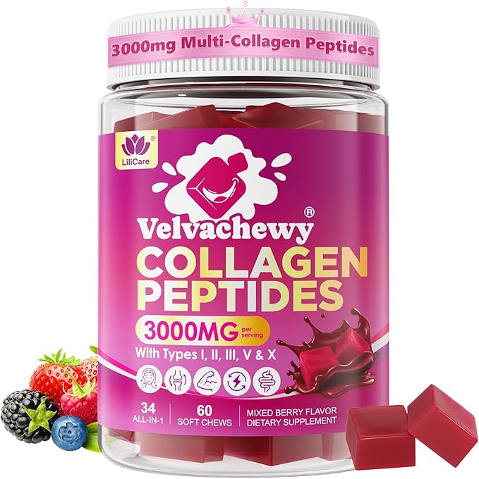 LILICARE 5HTP Gummies for Adults &amp Kids + Collagen Peptides Soft Chews 3000mg for Women &amp Men