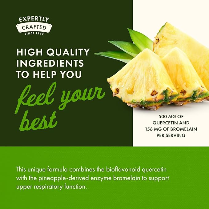 Swanson Quercetin &amp Bromelain-Promote Respiratory Health Support-Aid Seasonal Immune System Health-Support Cholesterol Levels Already w/i Normal Range 100 Caps (250mg Quercetin/78mg Bromelain) 2 P