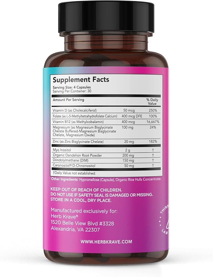 Cyster Glow 9-in-1 Women’s Inositol Complex – Myo &amp D-Chiro Inositol 40:1 – Pharmacist-Formulated Daily Wellness Support.