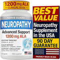 Neuropathy Support Supplement with 1200 mg Alpha Lipoic Acid to Fortify Nerves in Fingers Hands Toes &amp Feet – 1200mg ALA Vitamins B12 B6 &amp B1 Magnesium – 30 Capsules