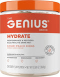 The Genius Brand Genius Hydrate - Electrolyte Supplement for Daily Hydration - Coconut Water - Sugar-Free - 8 Essential Minerals &amp Nutrients - Non-GMO - Sour Peach Rings - 50 Servings