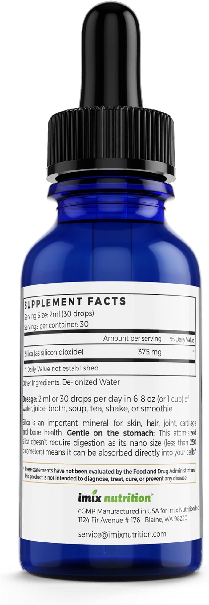 QuikPlus Liquid Mineral Supplement for Adults – Vegan Gluten-Free All Natural Highly Bioavailable – 2 oz Bottle (Silica)