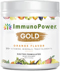 Gold - Immune Support - Targeted to Help Increase Natural Killer Cell Activity with 35+ Vitamins Minerals - Powder Formula - Orange Flavor