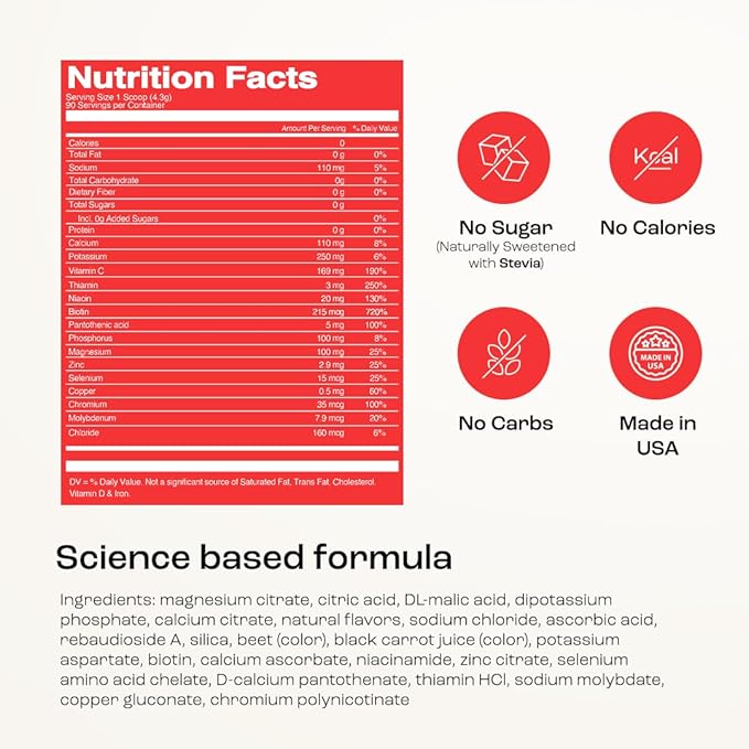 KEY NUTRIENTS Multivitamin Electrolytes Powder No Sugar for Recovery - Refreshing Watermelon Electrolyte Powder - Hydration Powder - No Calories Gluten Free Electrolytes Powder - 90 Servings