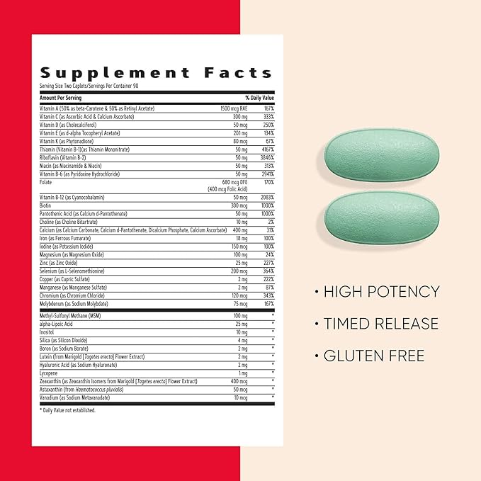 GNC Women’s Active Multivitamin Clinically Proven for Nutrition Exercise Recovery Energy Production Bone Health Beauty Immune Biotin Iron Zinc 180 Caplets