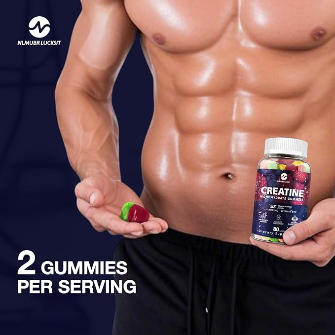 Creatine Monohydrate Gummies 5000mg with L-Carnitine &amp Taurine Flavored Creatine for Women and Men with Mixfruit Taste Pre Workout Gummies - 160pcs(2 Pack)