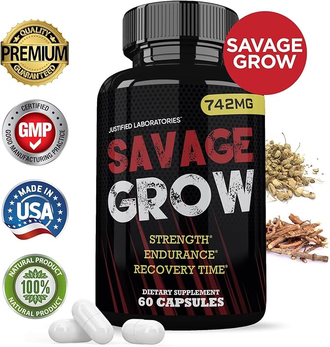 (5 Pack) Savage Grow 742MG All Natural Advanced Men's Health Formula 300 Capsules
