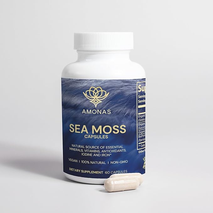 Sea Moss Capsules - 1400mg - 60 Capsules - Irish Sea Moss Advanced Superfood with Bladderwrack &amp Burdock Root - High-Potency Vegan Made in The USA - for Digestive Immune Thyroid Support