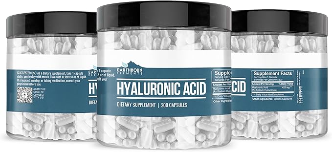 Earthborn Elements Hyaluronic Acid 200 Capsules Pure &amp Undiluted No Additives