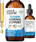 Wild &amp Organic Adrenal Support Supplements for Women &amp Men - Mood &amp Energy Support - Adrenal Complex Drops with Ashwagandha &amp Rhodiola Rosea Herb - Add to Tea - Vegan No Sugar &amp A