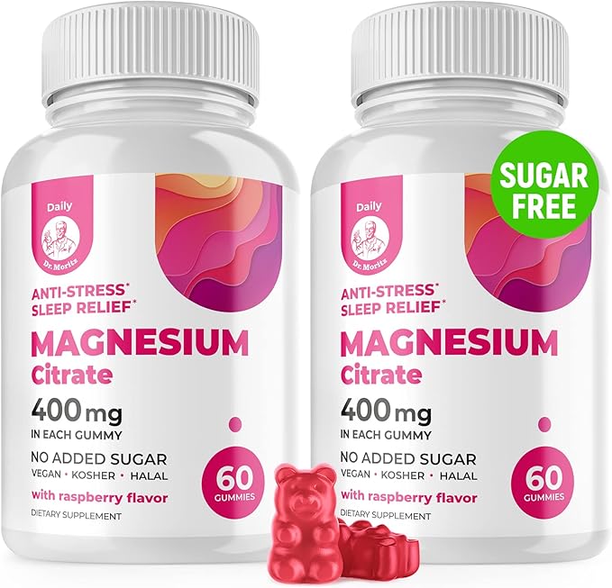 Magnesium Gummies Sugar-Free - Calm Magnesium Supplement for Children Supports restful Sleep Sugar-Free Magnesium Citrate Gummies for Kids &amp Adults (120 Count)