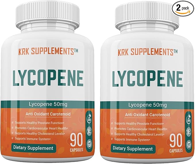 KRK SUPPLEMENTS 2 Bottles Lycopene 50mg 180 Total Capsules