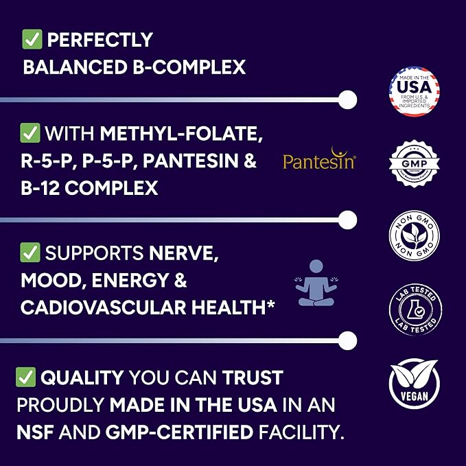 Low Dose B-Complex - 60 Capsules - Complete Daily Support - Well Tolerated Easy to Swallow - Supports Energy &amp Wellness