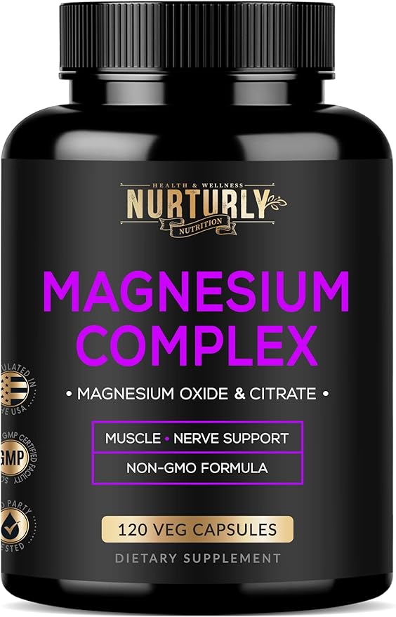 Magnesium Citrate &amp Oxide 500mg Complex Supplement - High Absorption Maximum Strength - Helps Support Bone Density and Strength Muscles Energy and Sleep - 120 Vegan Capsules