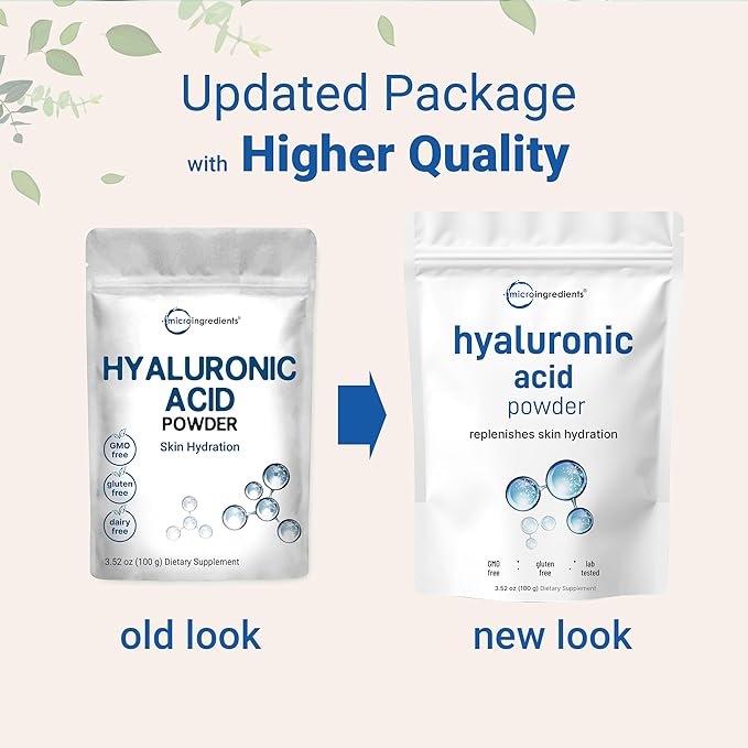 Hyaluronic Acid Serum Powder 100 Grams | Low Molecular Weight Cosmetics Grade | Skin Hydration and Moisture Support Supplements | Vegan Water Soluble (Within 2 Hours)