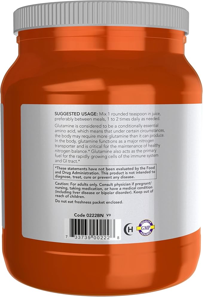 NOW Foods Sports Nutrition L-Glutamine Pure Powder Nitrogen Transporter* Amino Acid 35.3-Ounce