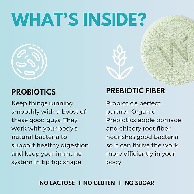 Wellbeing Nutrition Daily Probiotics + Prebiotics | Improve Metabolism Acidity Relief Digestion &amp Gut Health | 18 Billion CFU Organic Probiotics Supplement for Men &amp Women (21 Effervescent T