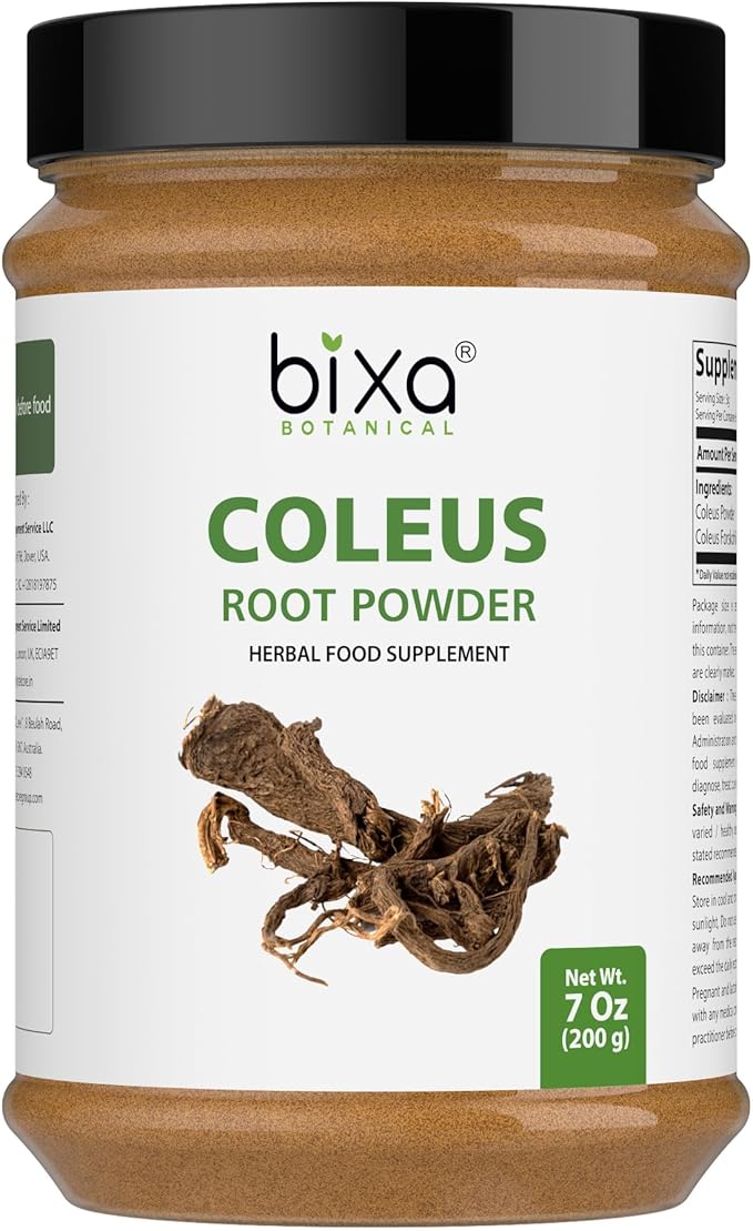 bixa BOTANICAL Coleus Forskohlii Root Powder | Forskolin-Rich Herb | 200 Grams / 7 OZ | Gluten Free Steam Treated Vegan 100% Pure.