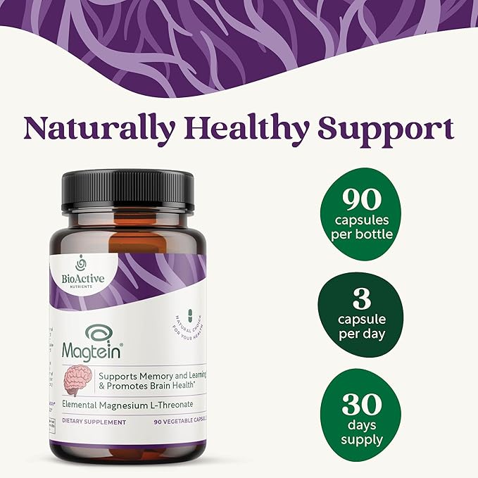 Magtein Magnesium L-Threonate - 90 Capsules - Magnesium L-Threonate Support Brain Health*