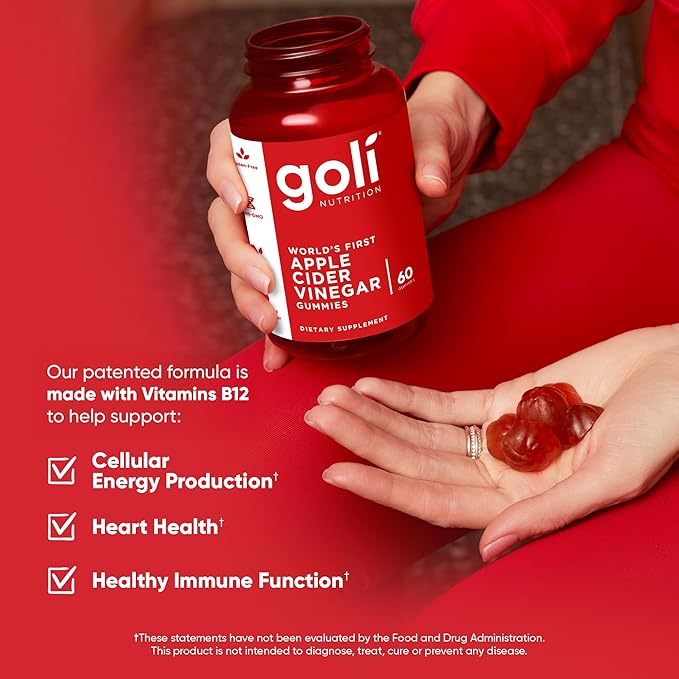 Goli Apple Cider Vinegar Gummies - Worlds First ACV Gummy with Vitamin B12 Beetroot &amp Pomegranate - Vegan Non-GMO Gluten-Free 120 Count (2 Pack)