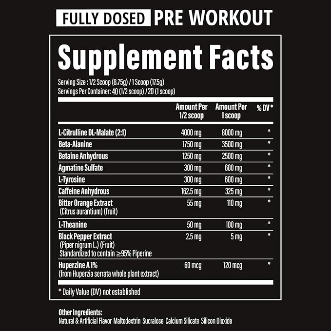 TC Nutrition Batch 27 Pre Workout Powder - 8g Citrulline 3.5g Beta Alanine 2.5g Betaine 325mg Caffeine | Instant Energy Focus Pumps &amp Strength | Nitric Oxide Booster 20 sv (Orange Cream)