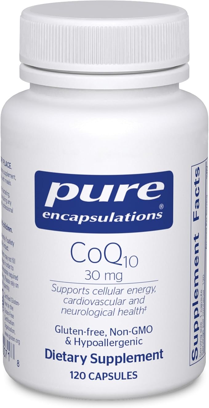 Pure Encapsulations CoQ10 30 mg | Coenzyme Q10 Supplement for Energy Antioxidants Brain and Cellular Health Cognition and Cardiovascular Support* | 120 Capsules