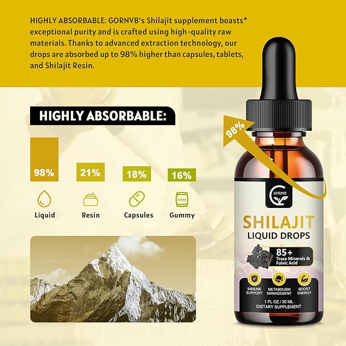 (2-Pack) High Potency Shilajit Pure Himalayan Organic Liquid Supplement Shilajit Resin Drop for Men &amp Women Max Potency 85+ Clean Trace Minerals &amp Fulvic Acid for Energy Metabolism &amp Im