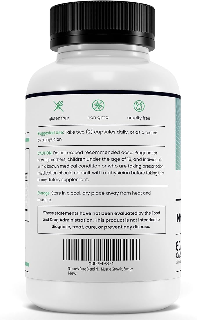 Nature's Pure Blend Nitric Oxide Supplements for Men – L-Arginine L-Citrulline – Heart Support &amp Flow Circulation Booster – 1500MG L Arginine and L Citrulline Preworkout Bodybuilding