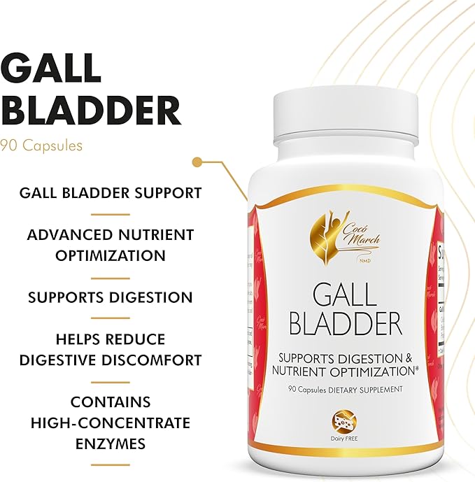 Coco March Gall Bladder Formula-Ideal After Gall Bladder Surgery-Gluten Free Soy Free Dairy Free Keto Friendly Paleo Friendly 90 Capsules-90 Servings Supports Digestion and Nutrient Optimization