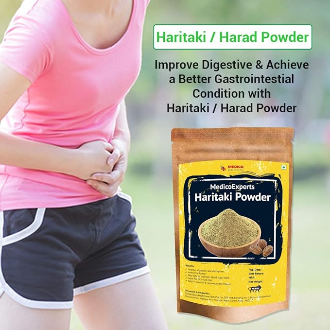 Astha MedicoExperts Haritaki Powder Organic - 100 GMS | 100% Pure Harde Powder | Kadukkai Powder | Harad Powder | Inknut Powder for Face Skin &amp Healthy