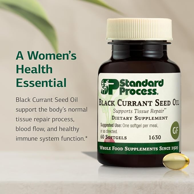 Standard Process Black Currant Seed Oil - Support Blood Flow &amp Health - Aids Healthy Immune System Function - Natural Tissue Care - Gluten-Free - 60 Softgels (60 Servings)