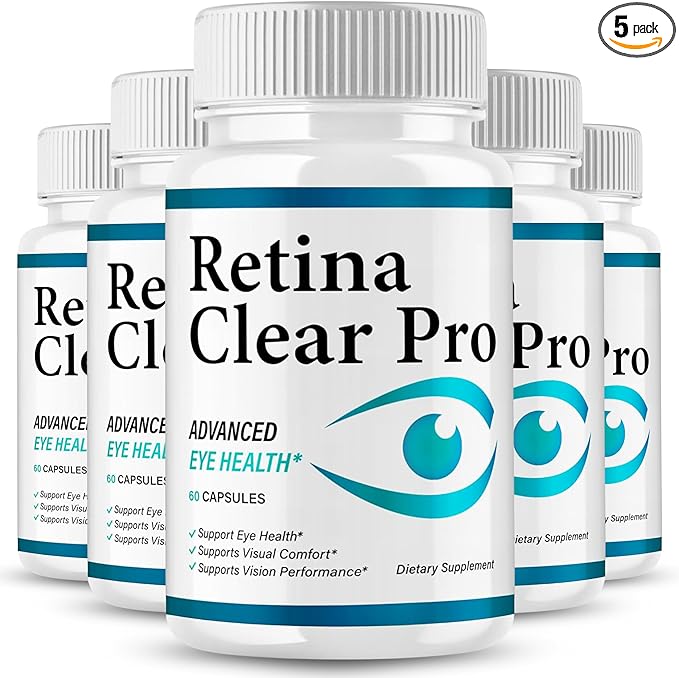 Original Retina Clear Pro Advanced Pills Capsule Premium Formula Natural Ingredients for Overall Eye Care Health &amp Balanced Healthy Vision | RetinaClear Pro | 60 Capsules Each Bottle (Pack of 5)