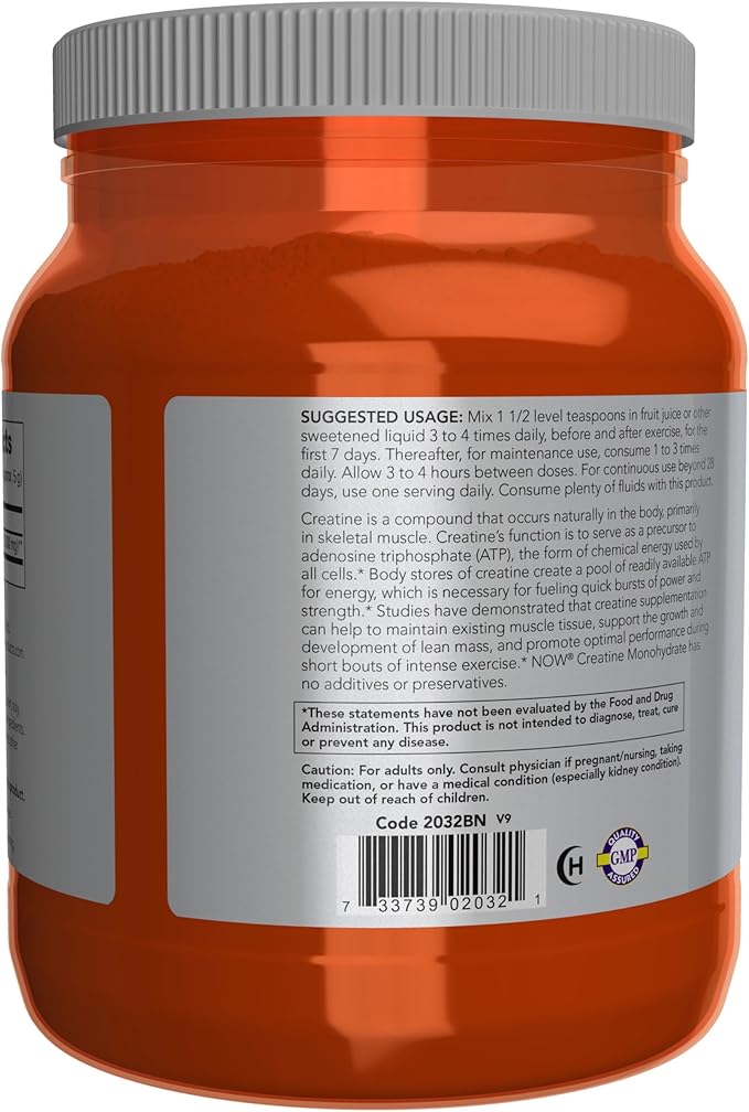 NOW Foods Sports Nutrition Creatine Monohydrate Powder Mass Building*/Energy Production* 2.2-Pound