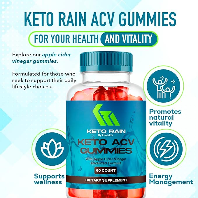 (2 Pack) Keto Rain Gummies - Keto Rain Advanced ACV Gummys Keto Rain ACV Gummy 1050MG - All Natural Keto Rain Apple Cider Vinegar KetoRain ACV Gummys 120 Gummies for 2 Months