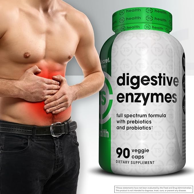 Top Secret Nutrition Digestive Enzymes | Full Spectrum Prebiotics &amp Probiotics | 10 Enzymes | for Gut Health Bloating &amp Nutrient Absorption | 90 Capsules