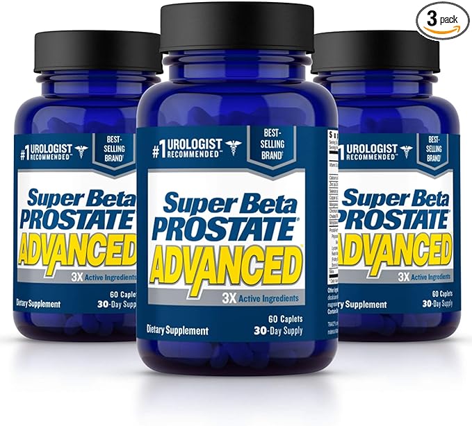 SUPER BETA PROSTATE Advanced – Reduce Bathroom Trips Promote Sleep Support Bladder Emptying. Prostate Supplement for Men with Beta Sitosterol not Saw Palmetto (180 Caplets 3-Pack)